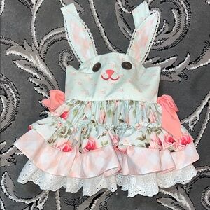 Floral Bunny Dress with Pink Accents